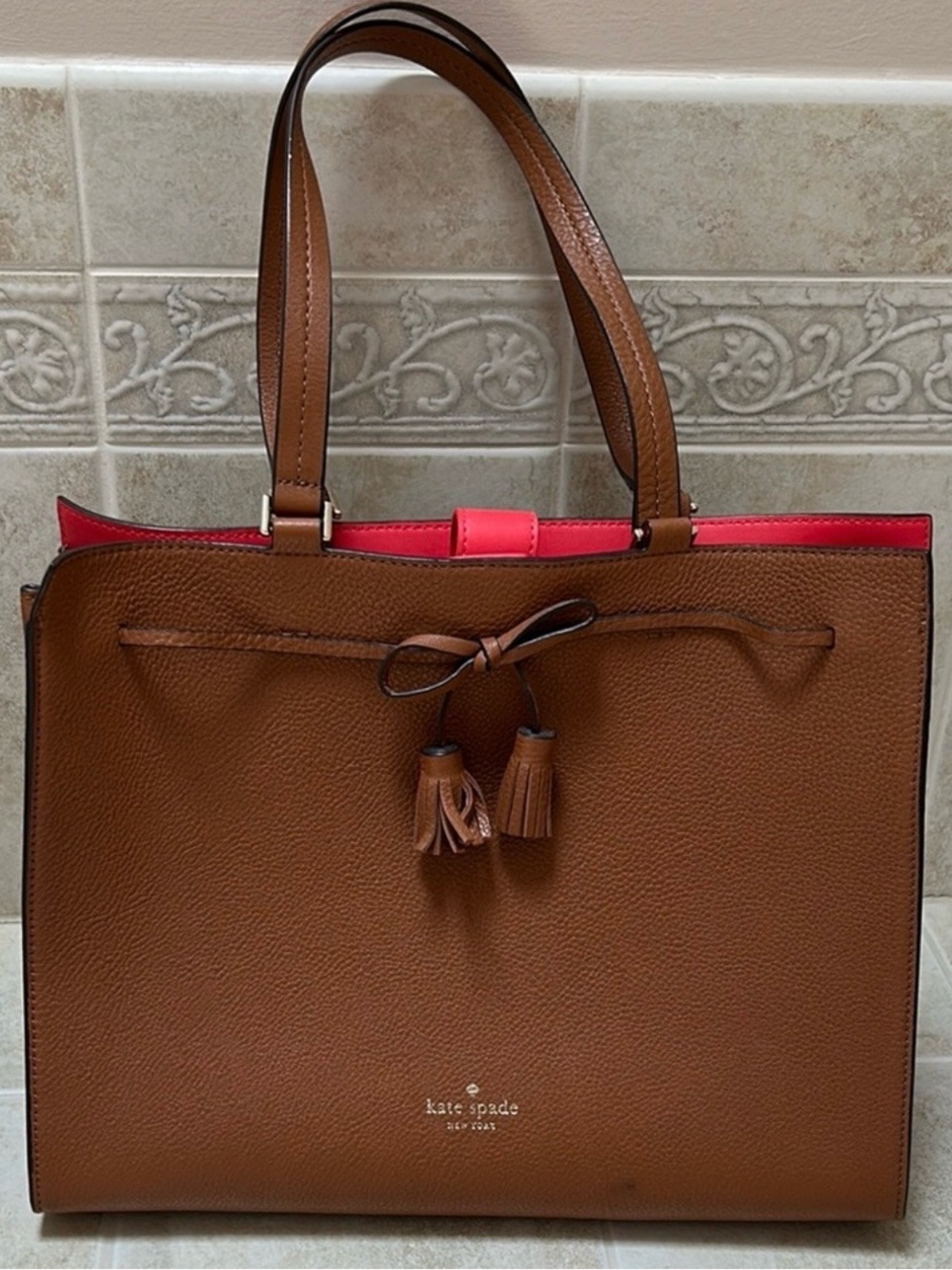 KATE SPADE New York Large Hayes Street brown leather satchel